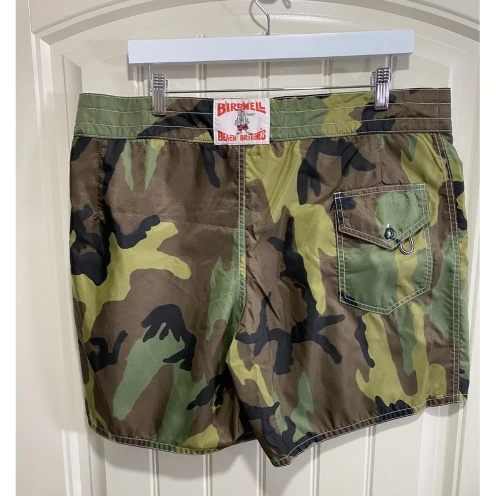 Birdwell Beach Britches Mens 38 Camo Made In USA Board Shorts Swim Trunks